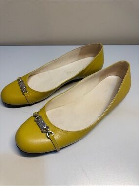 Gucci✨ Light Green Leather Ballet Flats with Silver Horsebit size 37